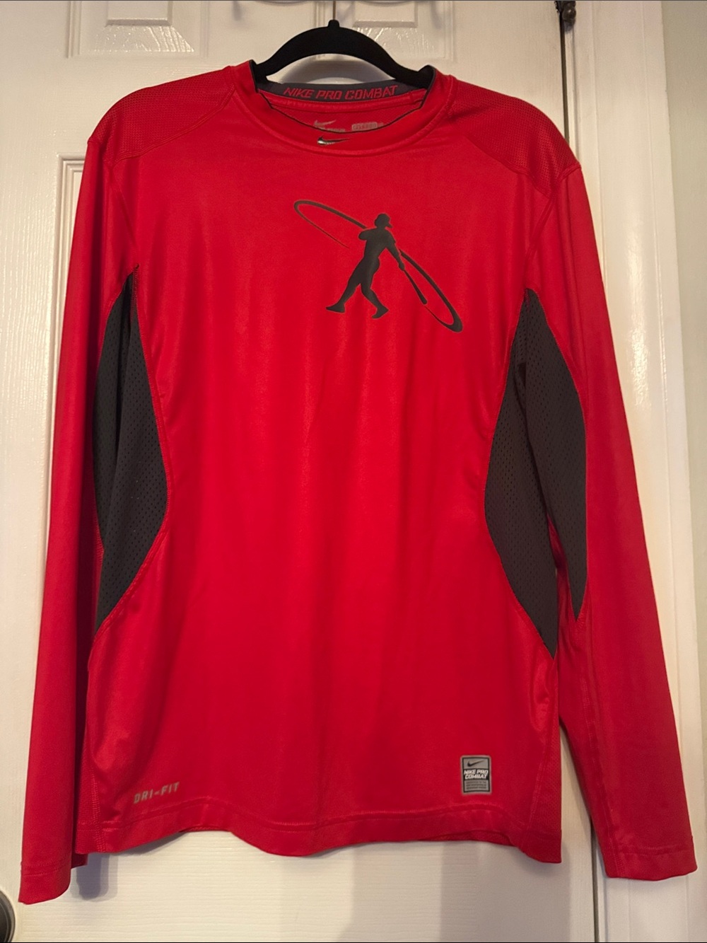 Nike Pro Combat Red Dri-FIT Long-Sleeve Training Tee